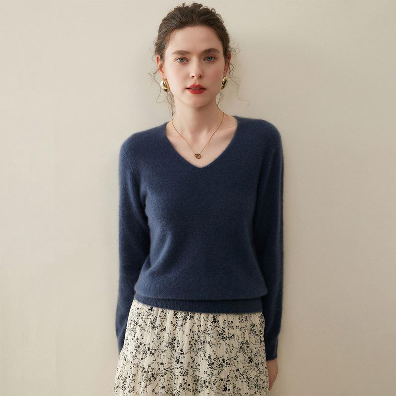 Women's 100% Pure Cashmere V-Neck Sweater - Autumn/Winter Knit Base Layer.