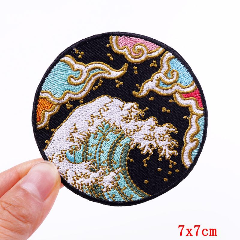 DIY Japanese Anime Cartoon Iron On Patches Cherry Blossoms Lucky Cat Mount Fuji Fusible Patch for Clothes Bag Jacket Decoration