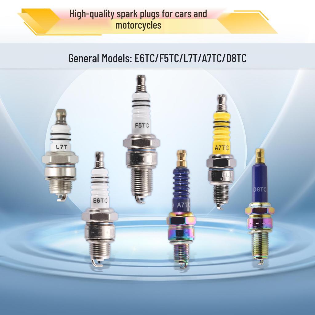 E6TC-F5TC-L7T-A7TC-D8TC Single-Pole Spark Plug for Motorcycles, ATVs, and Off-Road Vehicles
