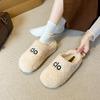 2025 new lamb wool one-word women's outer wear bag head half slippers lazy one pedal Birkencotton slippers