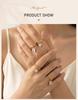 18K Gold Plated Waterproof Stainless Steel Dainty Drop CZ Stackable Ring for Women, Minimalist Double Row Dangle Rings Jewelry