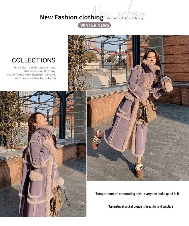 Women's Extra Long Faux Fur Lamb Wool Coat - Winter 2024 Style (2166)