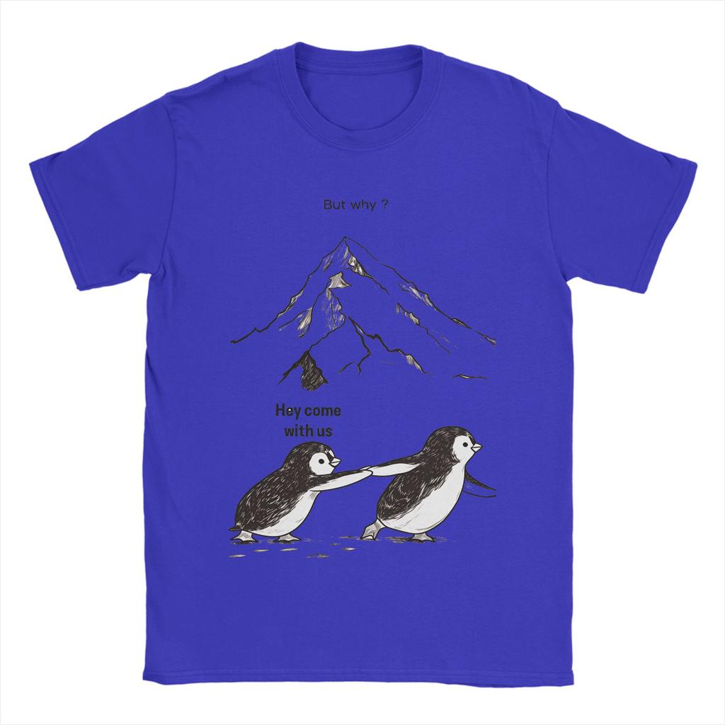 Zabawne Koszulki z Pingwinem Nihilistą Męskie Okrągły Dekolt 100% Bawełna T-shirt Krótki Rękaw Koszulka z Nadrukiem Top