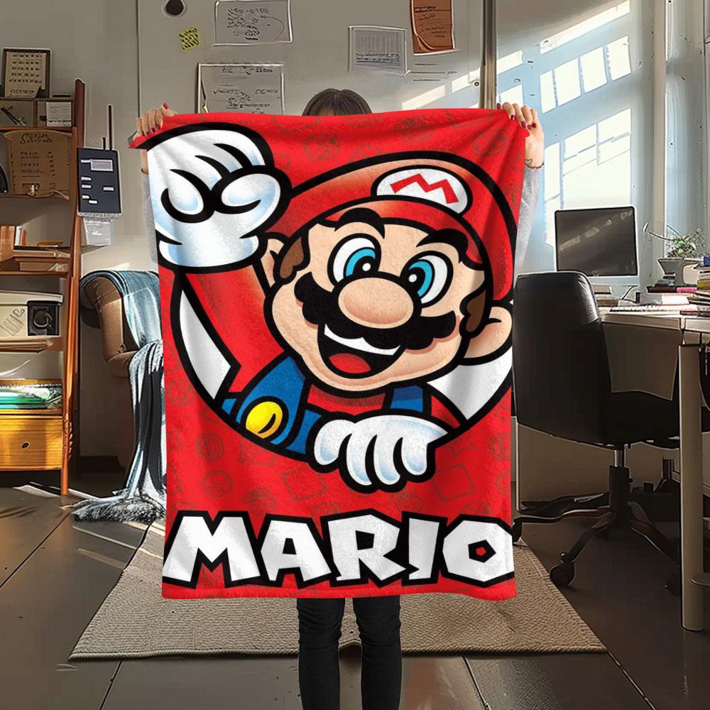 Super Mario Cartoon printing Flannel Blanket Bedroom Sofa Camping Warm blanket Gifts for family and friends-MJ010