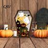 Halloween Entrance Sign Wooden Tombstone Shaped Table Block Spooky Ghost Pumpkin Durable Decor Bat Castles Tiered Tray Centerpiece for Party