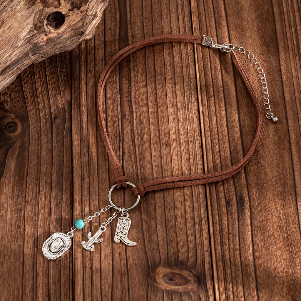 Västlig Cowboyhatt Stövlar Halsband Unisex Halsband Bohemiska Hals Smycken Legering Textur för Musikfestival Fest Klädsel