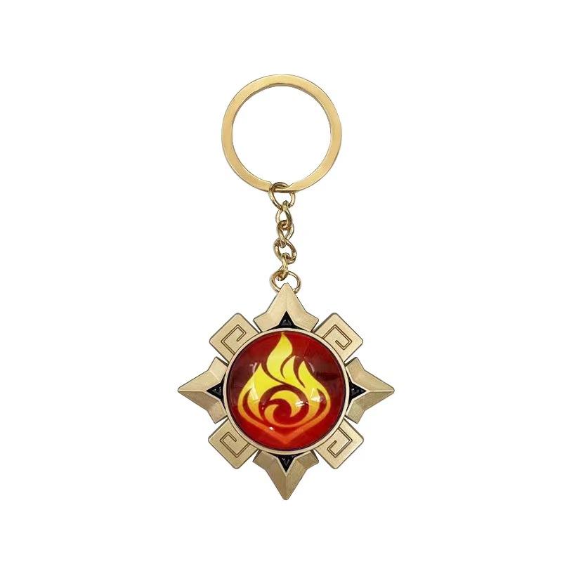 New Teyvat Vision Fontaine Water God Focalors Lyney and Lynette Keychain Luminous 7 Element Eye Of God Toy KeyRing