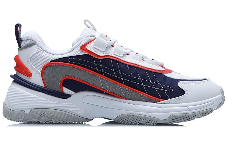 Li Ning Nebula OG Cushioning Slip Resistant Abrasion Resistant Lightweight Low top Casual Shoes Men's White Blue AGCR005-5