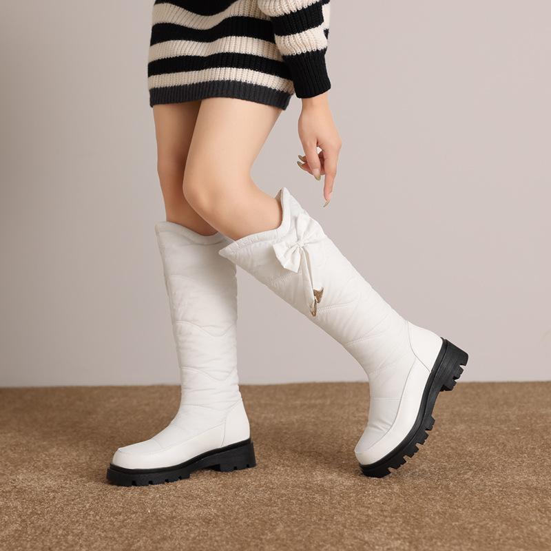 European and American Winter Boots Winter Down Cloth Thick Wool Snow Boots Warm High Boots Wedge Heel Large Size Rocking Boots