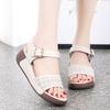 Women Beige Wedge Chunky Sandals Casual Brown Height Increase Platform Sandals for Mother Over Sized