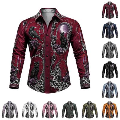 Men's Loose Fit Long Sleeve Button Down Casual Shirt Vintage Retro Breathable Top for Work Commute Outdoor Everyday Wear