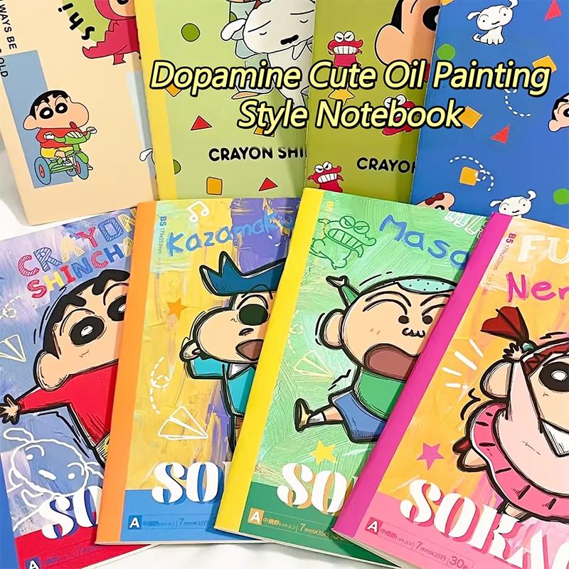 4/6pcs Crayon Shin Stationery Set Gifts Neutral Pen Notebook Student Birthday Gift chan Entertaining Play Safe Kid Friendly Fun