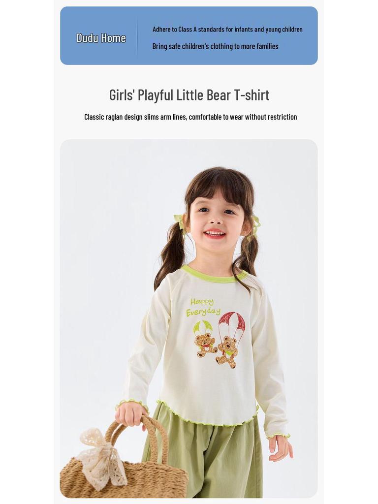 Dudu Family Spring Long Sleeve T-Shirt for Girls - Trendy and Stylish Base Layer Top