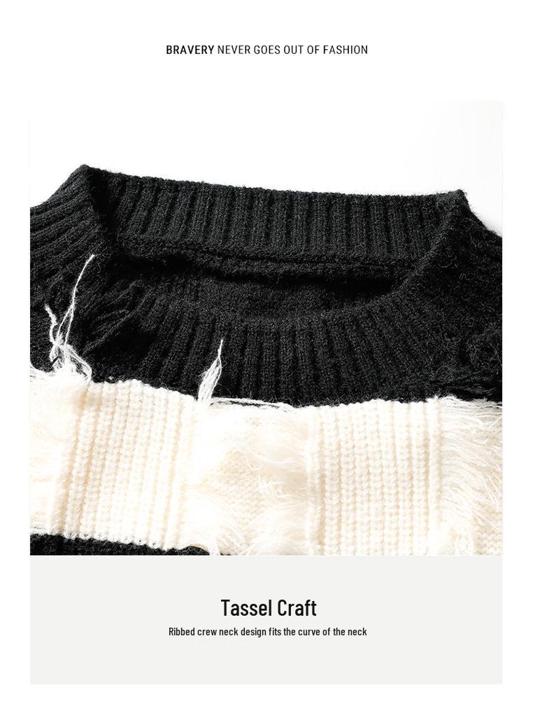 Asymmetrical Fringe Sweater: American Casual Fashion for Autumn/Winter 2025