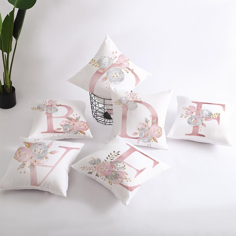 Flower Letter Pillow Soft and Breathable Sofa Car Lumbar Support Office Waist Protection Pillowcase