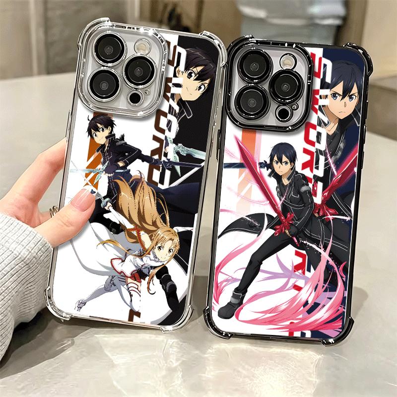Anime Sword Art Online SAO Plating Phone Case For Iphone 16 17 Pro Max Air 16E 14 15 Plus 12 13 Mini Anti-Fall Airabag Cover