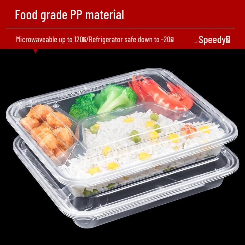 HANDUNYOU Disposable 800ml 4-Compartment Food Containers