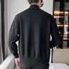 Men Sweater Coat Turn-down Collar Solid Color Long Sleeves Cardigan Buttons Warm Elastic Double-breasted Men Spring Coat for Work