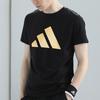 Adidas Printed Logo Casual Lightweight Quick-Dry Round Neck Short Sleeve T-Shirt Unisex Tops Black Gold ADICLTSPSTK-BG