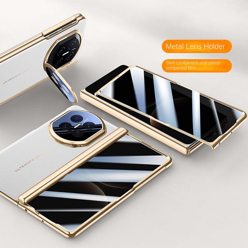 Electroplate Spring Hinged Plain Leather Tempered Glass Protect Case For Huawei Mate X7 HUAWEI MATE X7 All-inclusive Cover