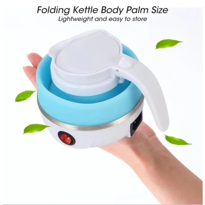 Household silicone 304 folding kettle, 600ml constant temperature automatic power-off electric kettle, portable for travel.