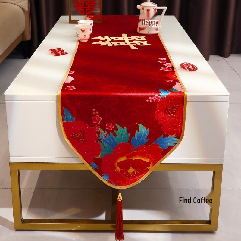 Red Wedding Table Runner and Tablecloth - Bridal Room & Engagement Decorations