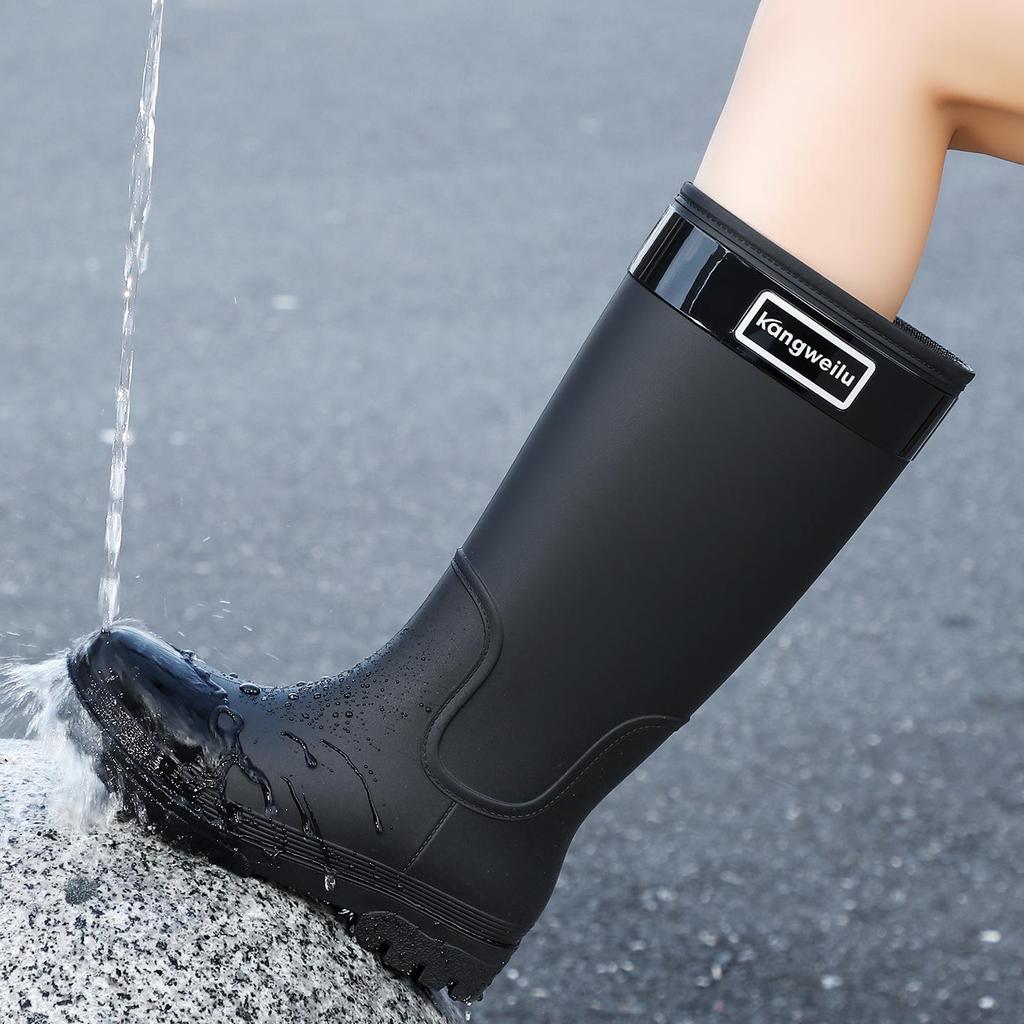 Bottes de pluie imperméables doublées polaire pour femme - Antidérapantes, à semelles épaisses, idéales pour la randonnée en forêt tropicale