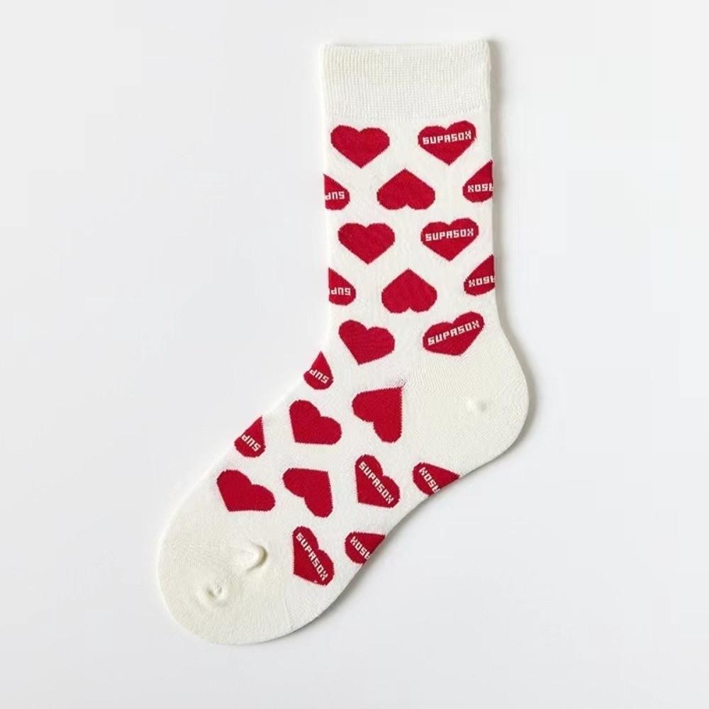 Valentine's Day Love Mid-Tube Socks Sweet Women Socks Breathable Love Heart Socks Autumn Winter