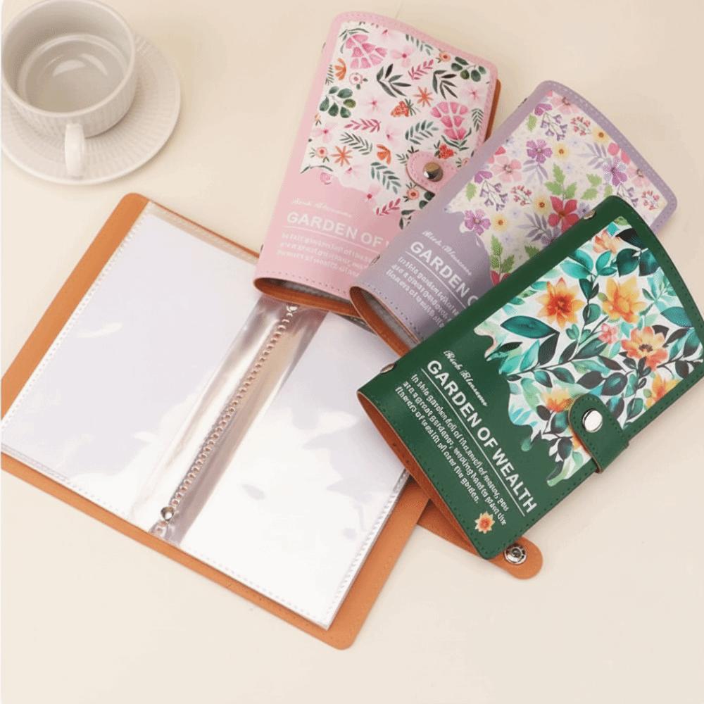 Leather Cover Cash Budget Notebook Flower Printed Savings Challenge Binder Cash Management