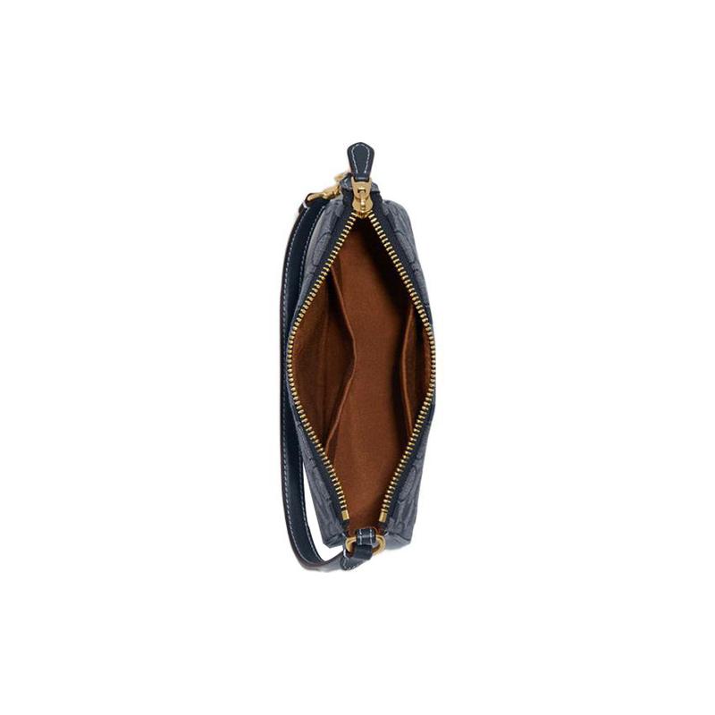 Coach Nolita 19 Classic Presbyopic Zipper Closure, Jacquard Fabric and Cowhide Split Leather, Hand-held Shoulder Bag, Women's Model, Denim Blue
