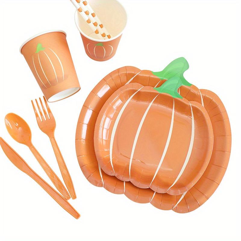 25-Pack Halloween Thanksgiving Party Tableware Halloween Disposable Pumpkin Paper Plate Cups