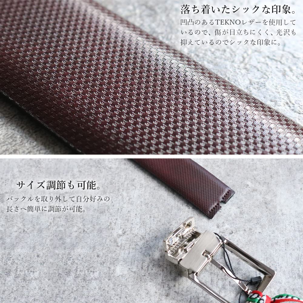 [Orobianco] Reversible 2-Way Swivel Belt, Made in Italy, Cowhide Leather, Men's [Adjustable Size] Men's Business Belt, Genuine Leather, Gentleman's,