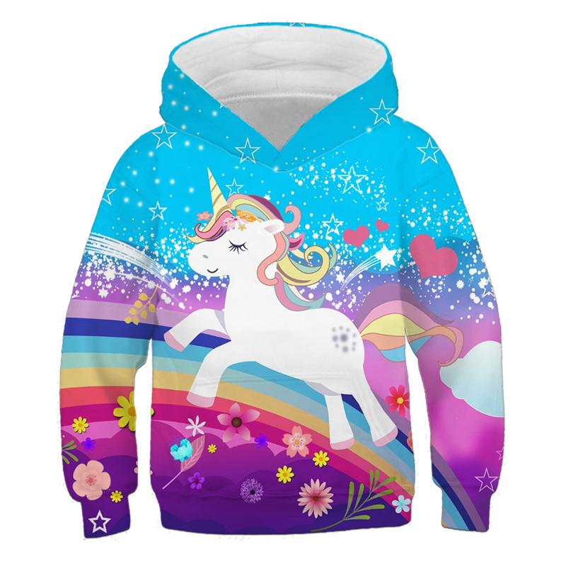 Autumn Child Cartoon Unicorn Hoodies Boys' Coat Girls 3D Print Casual Long Sleeve Children's Sweatshirt Kids' Loose Top