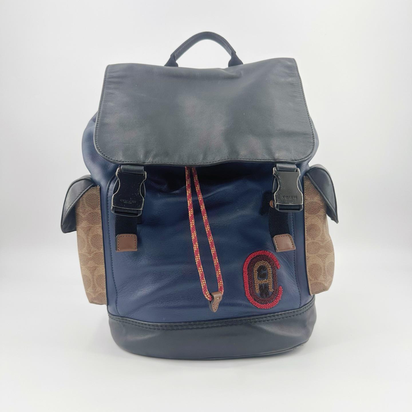 [Pre-Owned] Rivington 26 Color Block Monogram Flap Canvas And Leather Backpack Medium - Very Good #KZXHV0 ONE SIZE