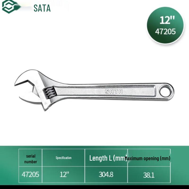 SATA Adjustable Open-End Wrench 12 inch (38.1mm Jaw Opening)