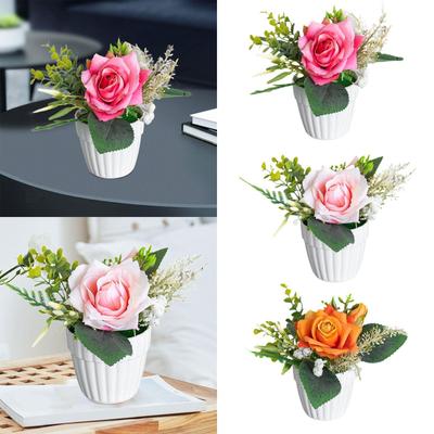 Artificial Potted Rose Flowers Fake Plants Potted Decor Nordic Design Realistic
