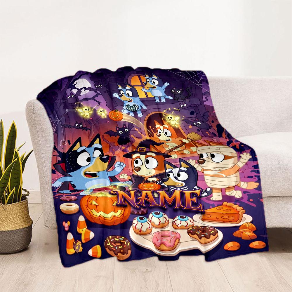 Halloween Treats Tricks Customize Text Blanket Throw Personalized Blanket Soft Warm Cozy Great for Bed Livingroom Living Room Office