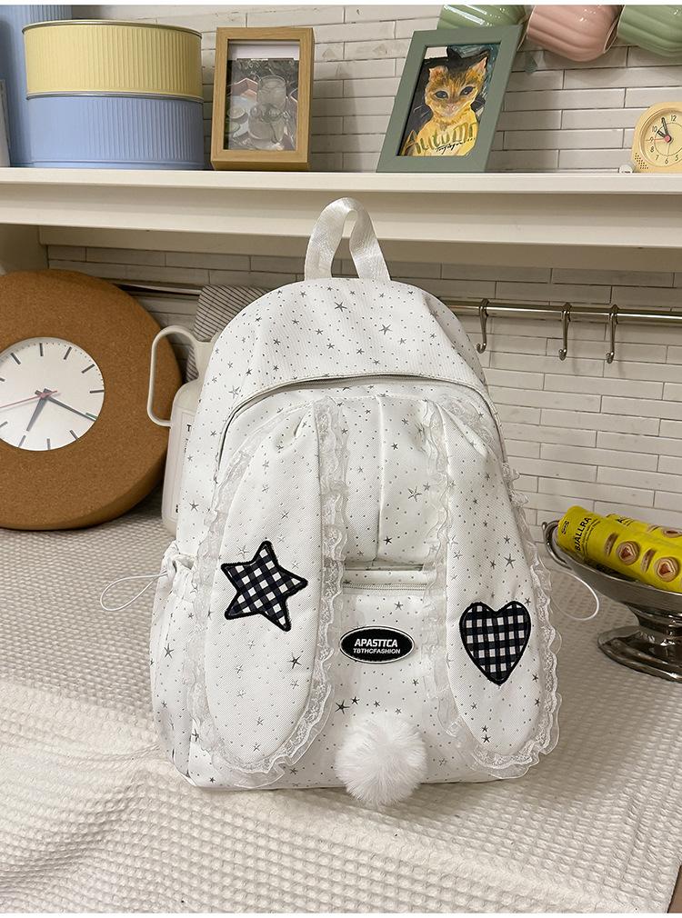 Schoolbag new rabbit ear three-dimensional schoolbag Korean girl milk waxy gentle feeling travel versatile leisure travel backpack