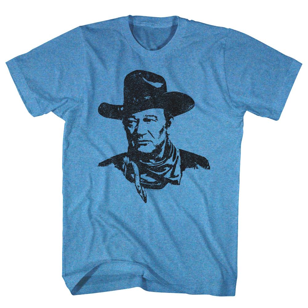 John Wayne Cowboy Portrait American Legend Men T Shirt Western Hero Blue L