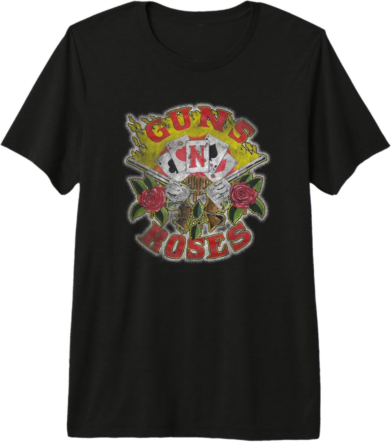 Guns N Roses Official Cards Distress Premium Tri-blend T-Shirt L