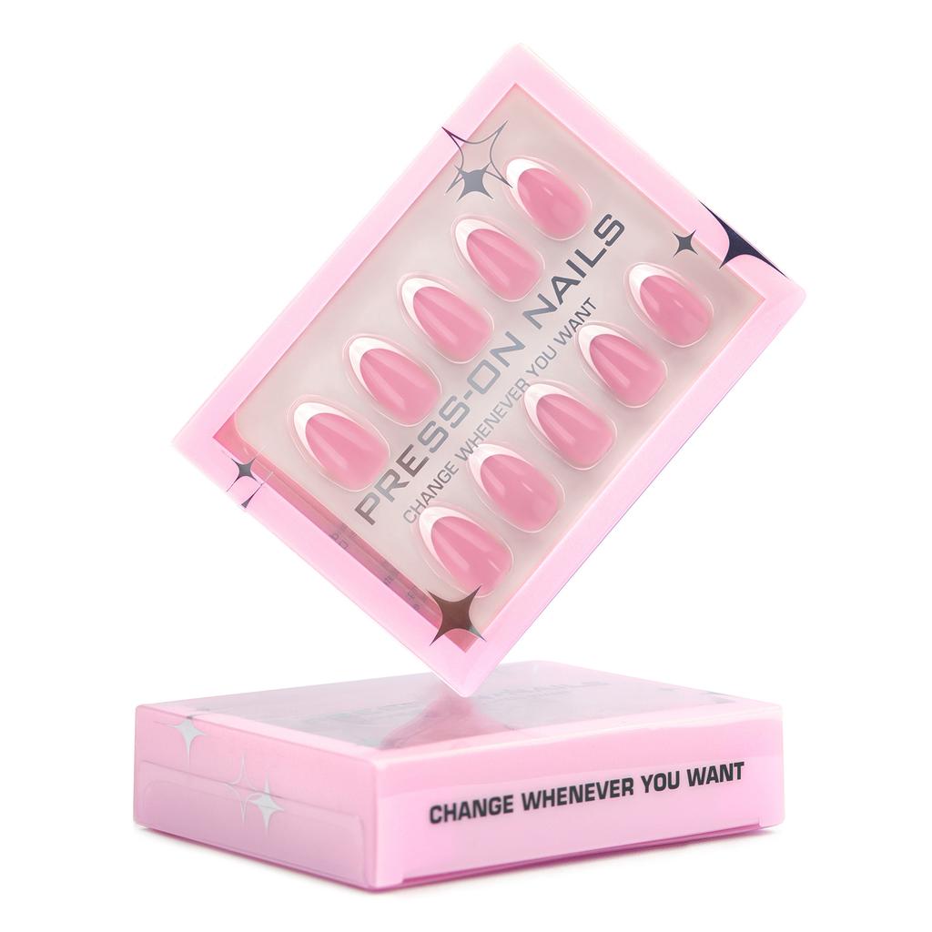 30 pieces of high-end wearing nail simple French white manicure fake nail European and American short nail film