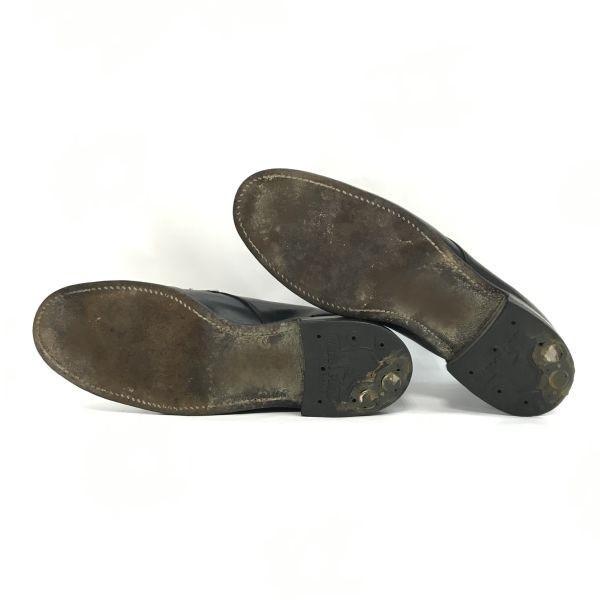 EATON Royal Sceptre Leather U-Tip Shoes 70s-80s Made in England Size 26.0 Black Vintage Business Dress Shoes(USED)