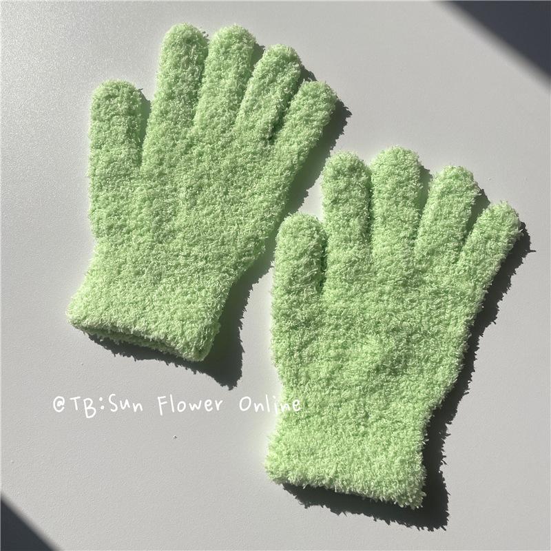 

Перчатки конфетного цвета из корейского милого кораллового бархата с пятью пальцами для женщин на осень и зиму, утолщенные, теплые, плюшевые, для защиты от холода для мужчин average size