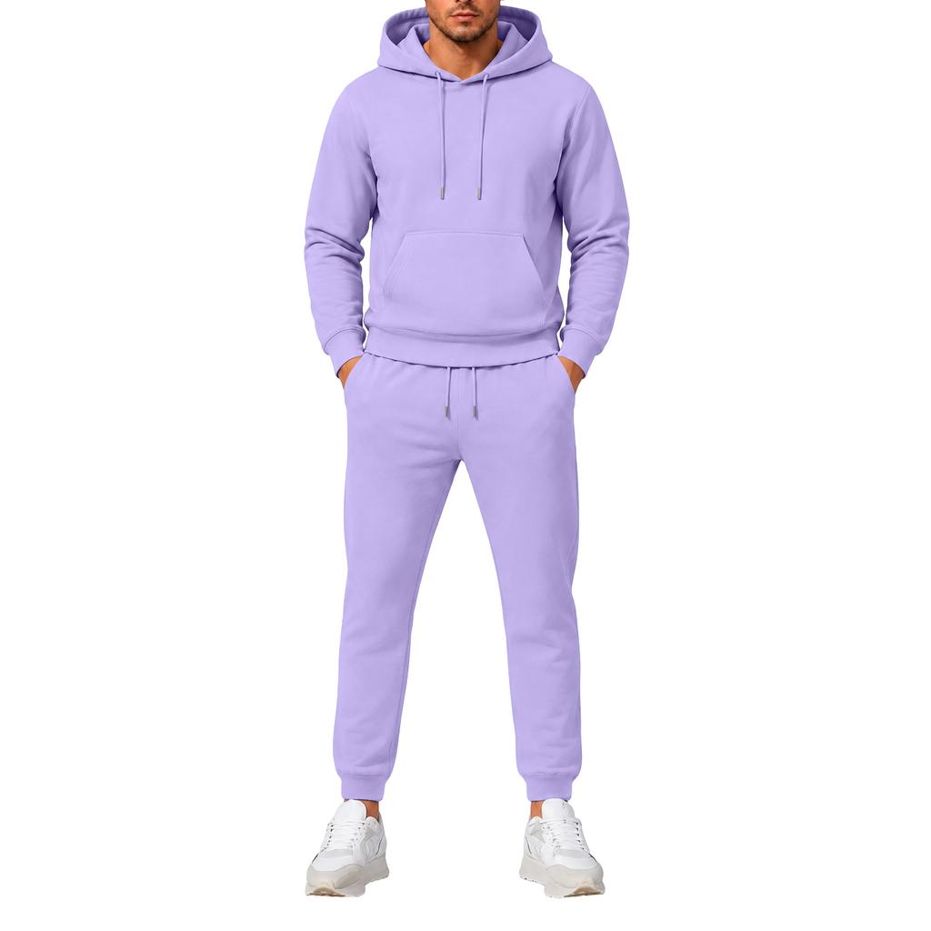 Men's Hooded Sweatshirt and Sweatpants Set Versatile Casual Athletic Outfit