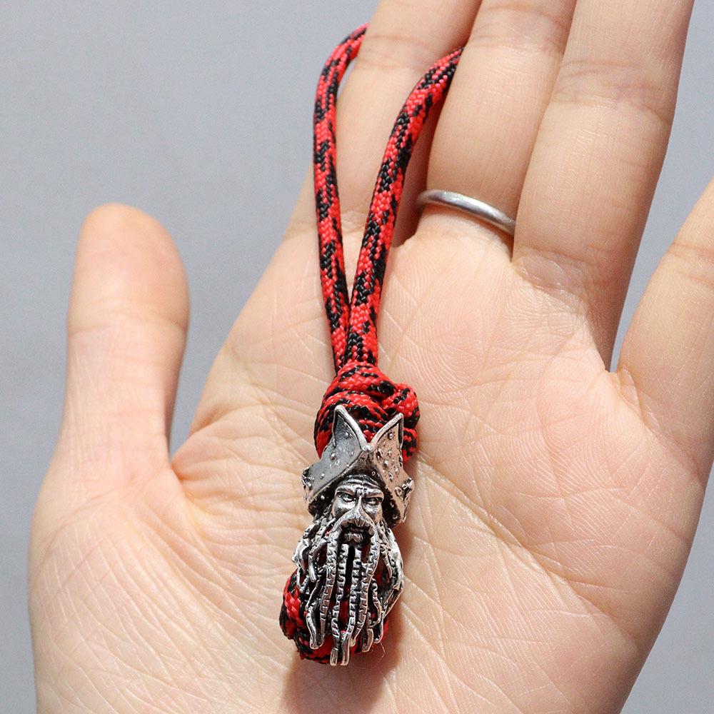 Spartan Pirate Red Camouflage Paracord Keychain Pendant in Viking Style
