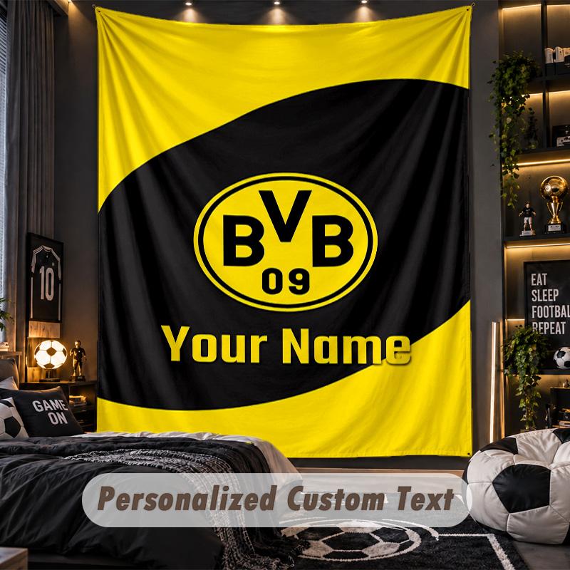 TapestryBorussia Dortmund Custom Name Text Personalized Wall Hanging Tapestry Home Wall Decor