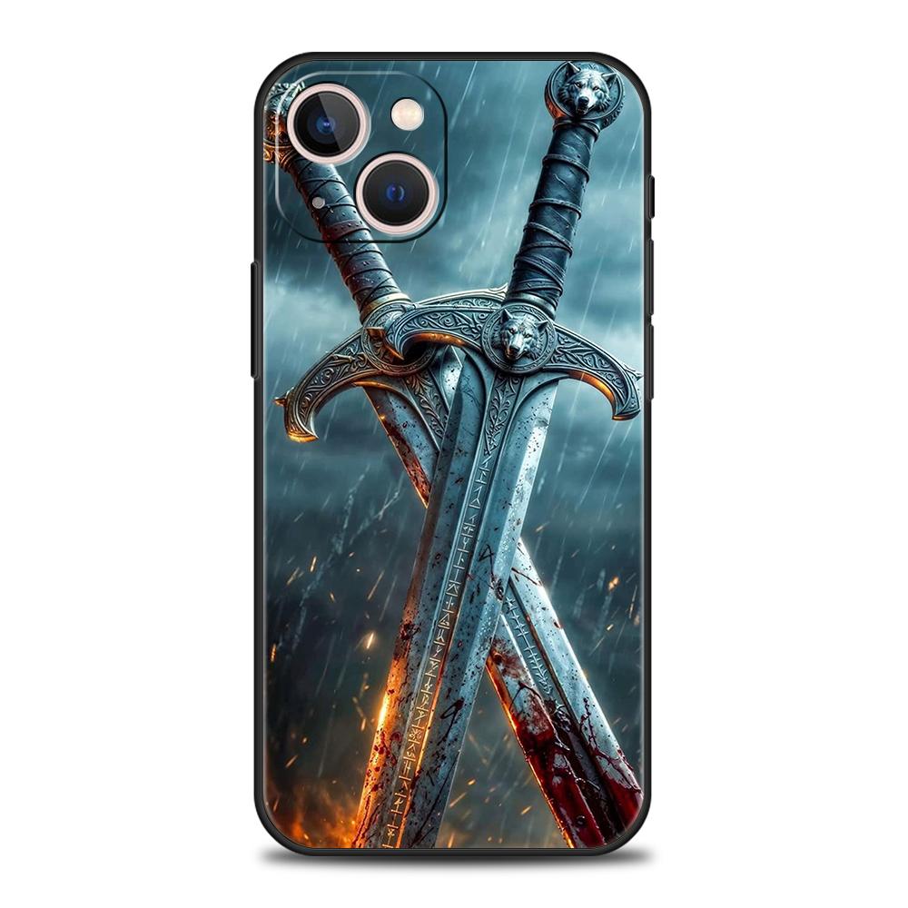 Phone Case Cover for iPhone 17 16 15 14 13 12 Pro Max 11 Pro Max 17AIR Plus Shockproof Soft TPU Shell The Sword Creative Pattern