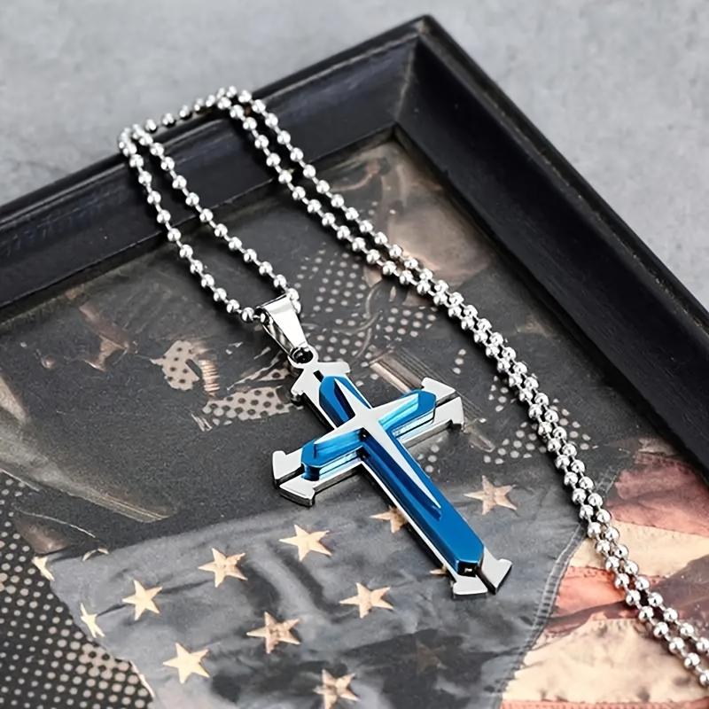 1 Stück Herren Kreuz Anhänger mit Diamant Silber Gold Schwarz Dominanter Anhänger Halskette