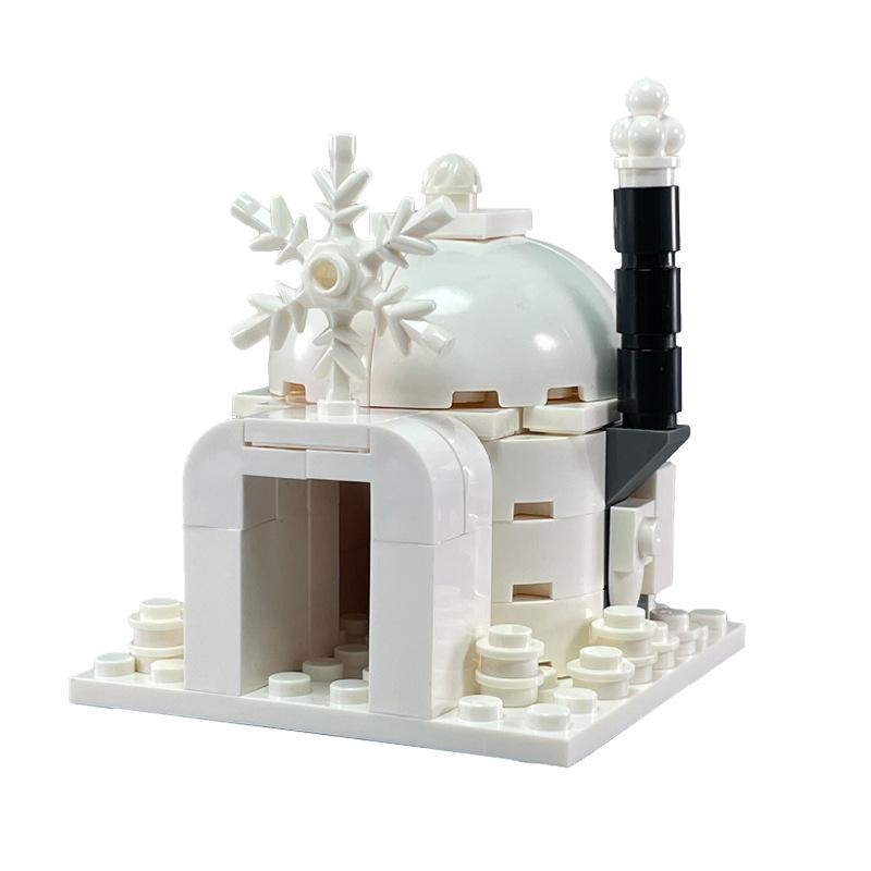 Beleuchtetes arktisches Tier-Baustein-Set: Pinguin, Eisbär, Husky & Wolf Iglu.