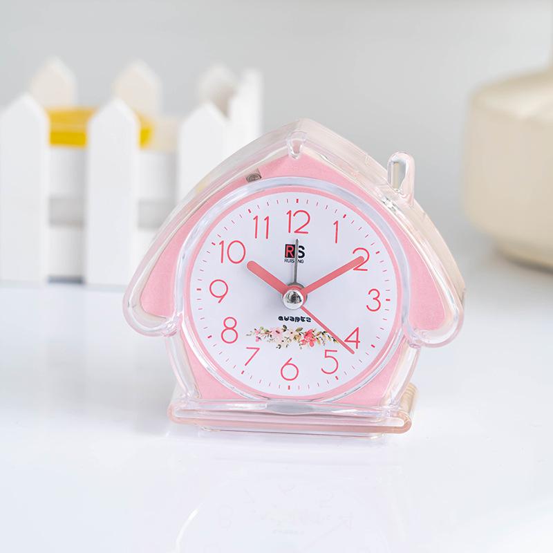 

Простой пластиковый будильник для студента с легкими часами конфетного цвета для дома, прозрачный и удобный для переноски будильник